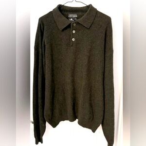 Le 31 💯 lambs wool knit button collar green sweater classic unisex preppy XL